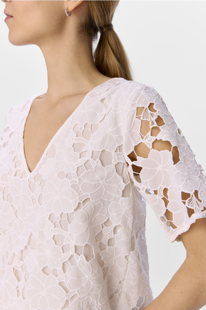 OBJNELLIE RE S/S V-NECK TOP 138 23046358 WHITE